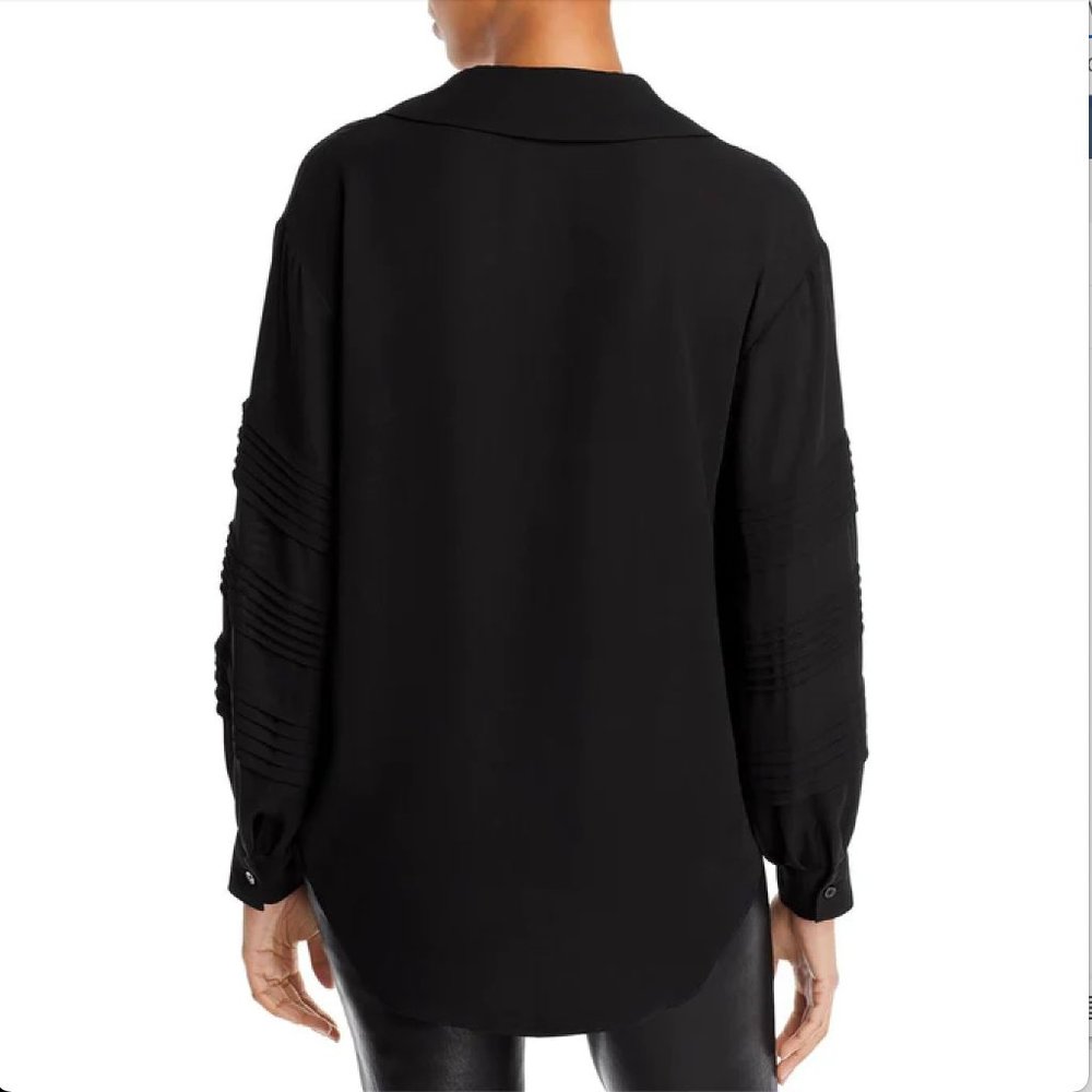 TAHARI Pleated Black Blouse NWT - Picture 2 of 6